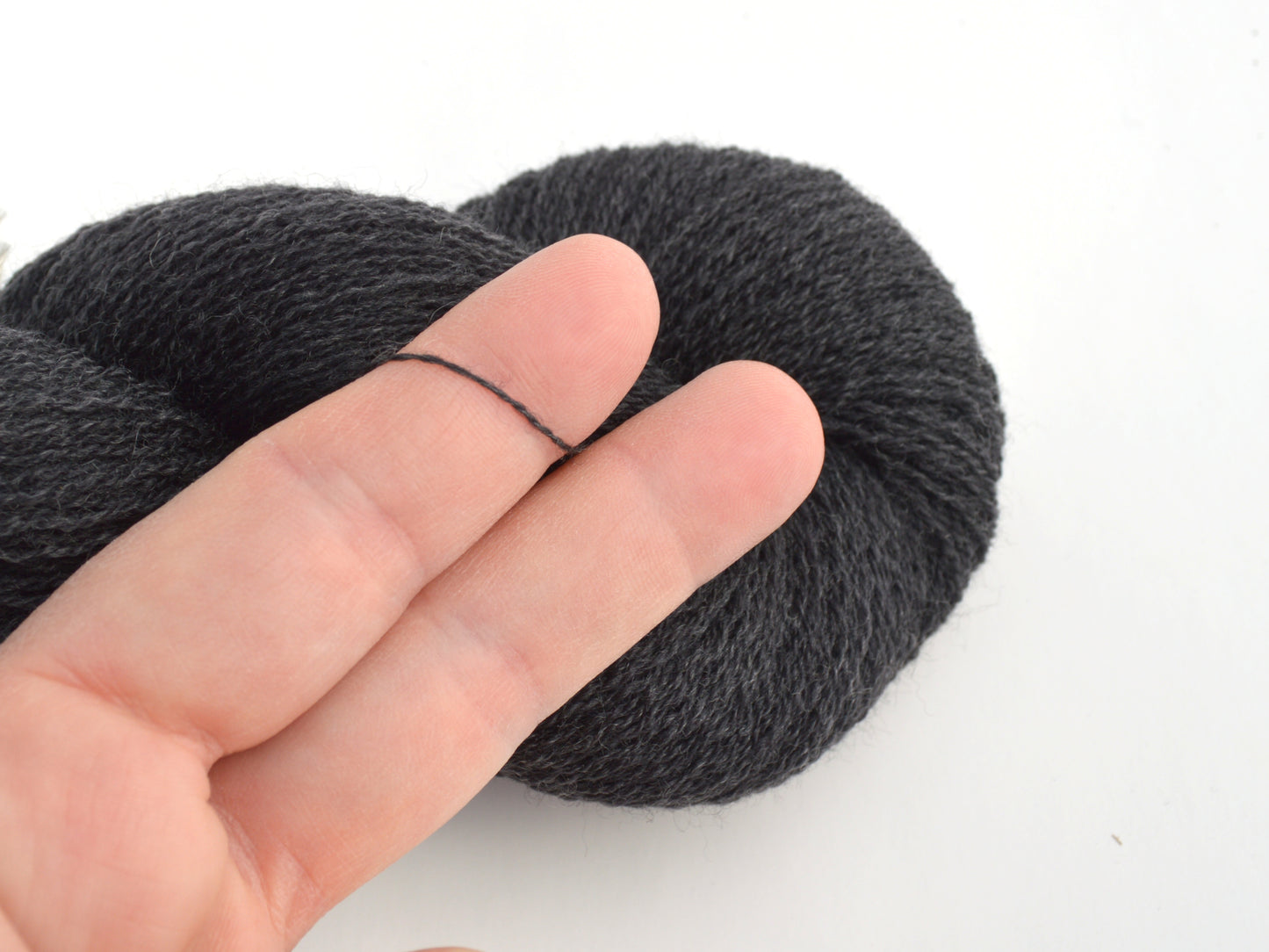 Lace Weight Merino Wool Recycled Yarn in Charcoal Gray