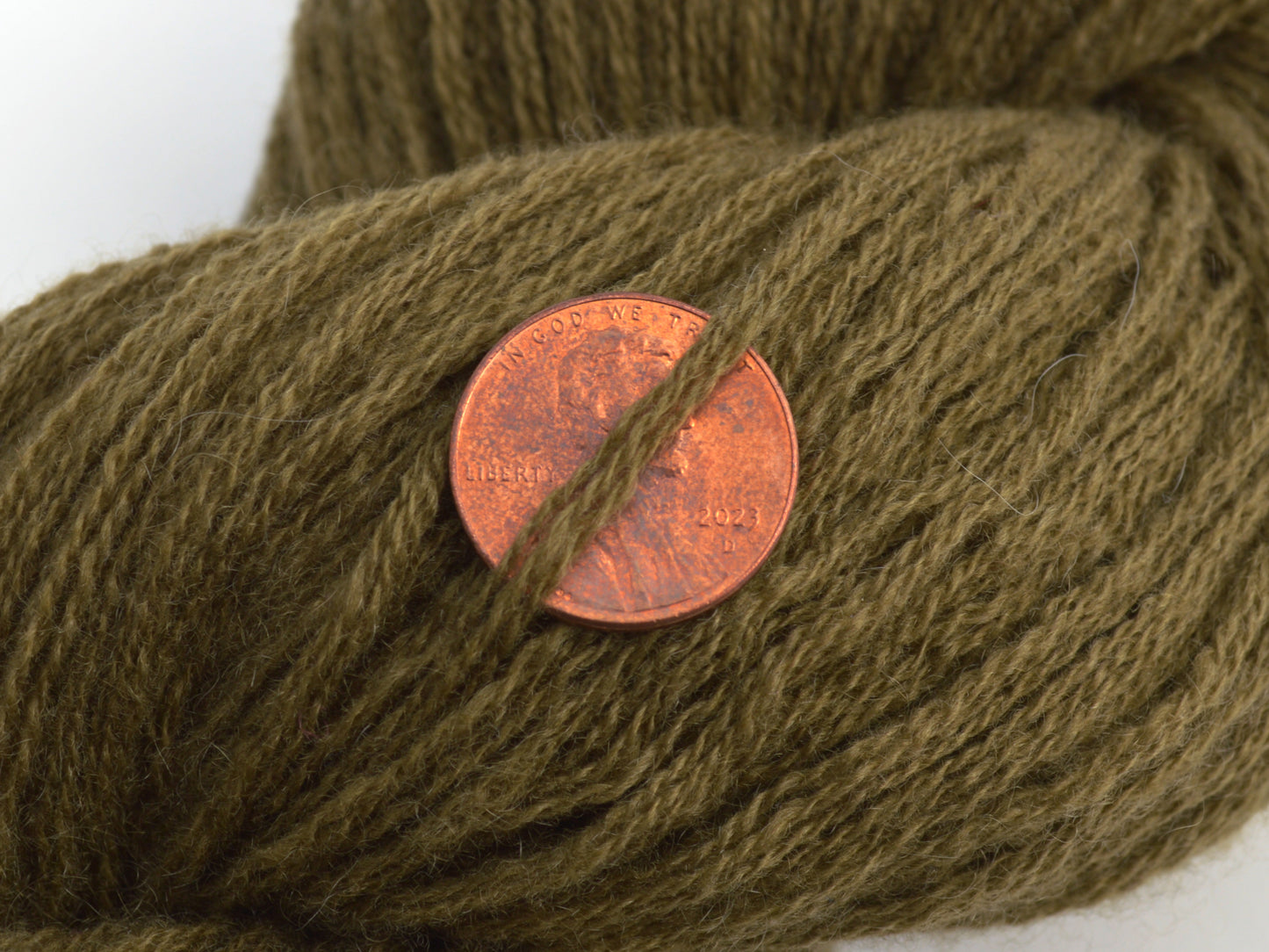 DK Weight Recycled Cashmere Yarn in Olive Green