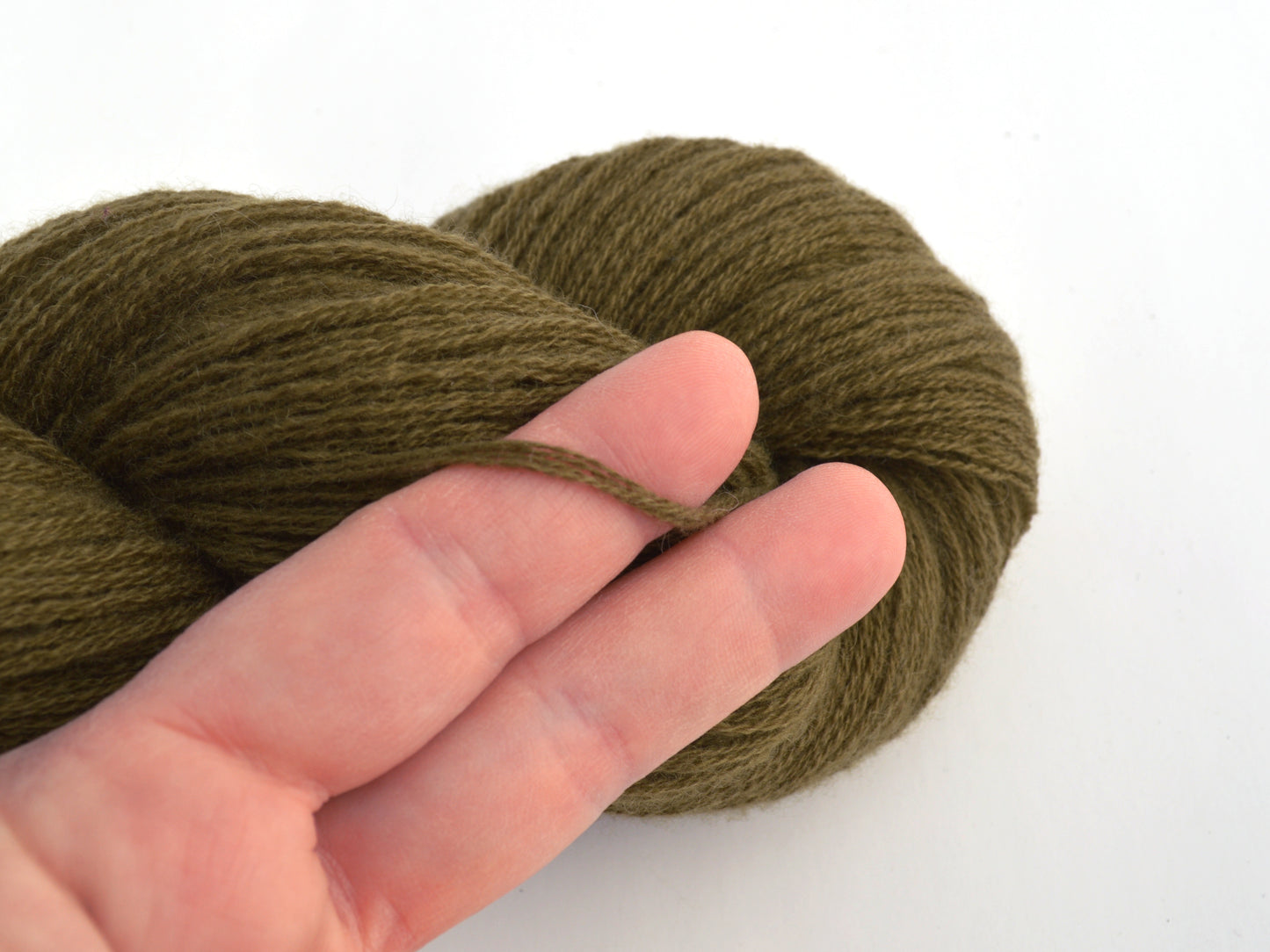 DK Weight Recycled Cashmere Yarn in Olive Green