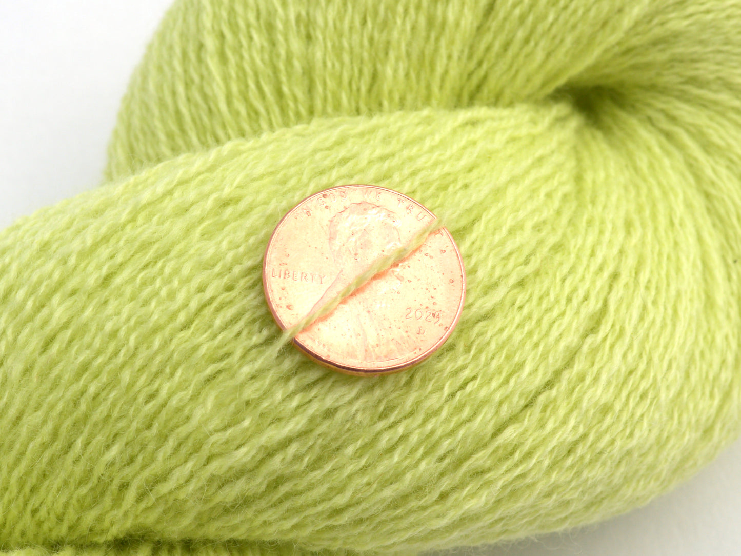 Lace Weight Recycled Cashmere Yarn in Chartreuse