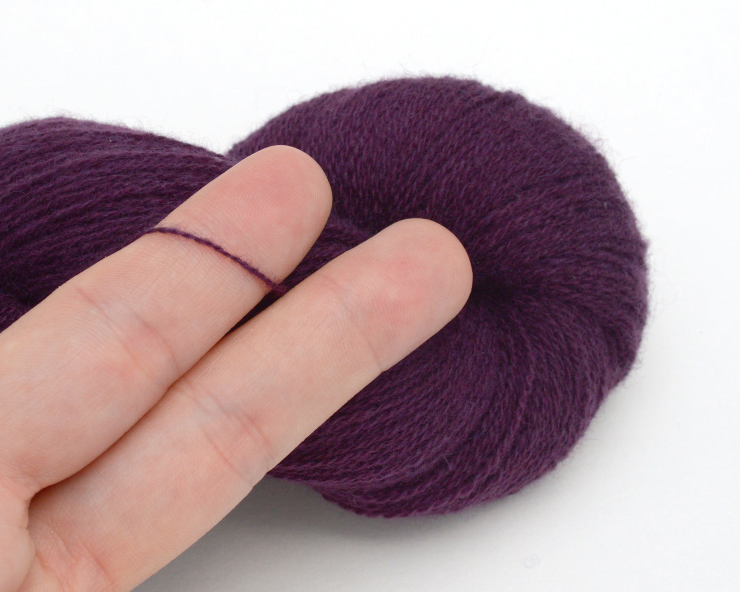Lace Weight Recycled Cashmere Yarn in Eggplant Purple
