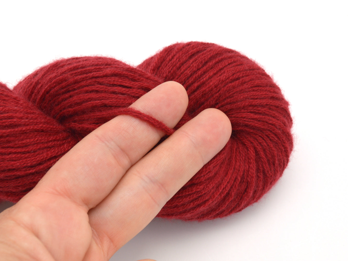 Worsted Weight Recycled Cashmere Yarn in Red