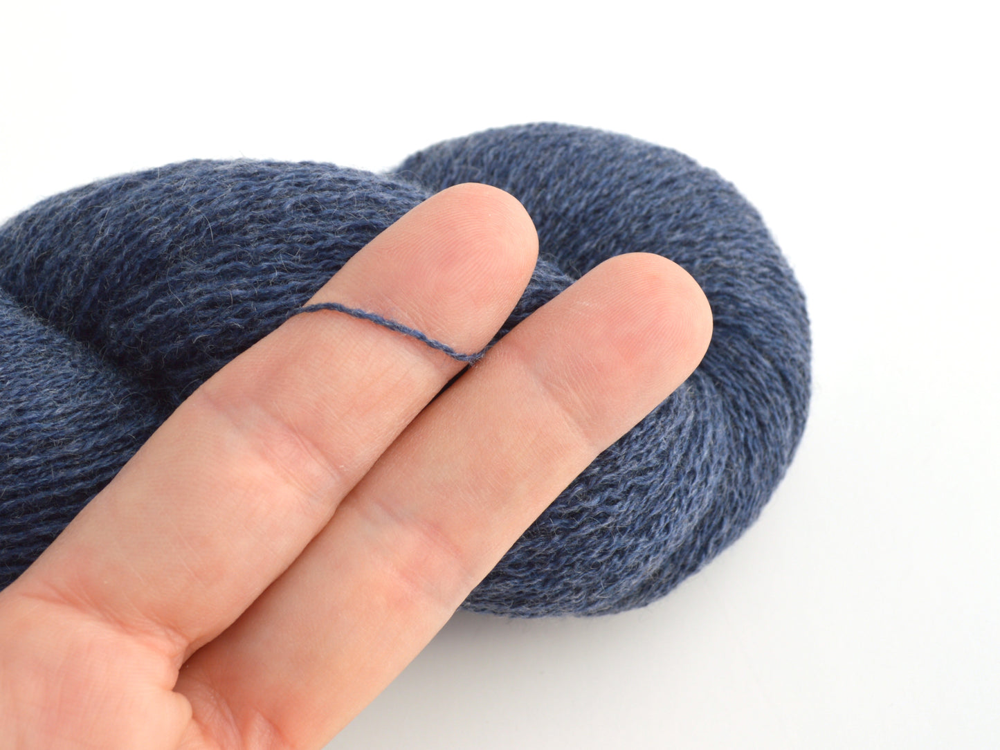 Lace Weight Silk Cashmere Recycled Yarn in Denim Blue