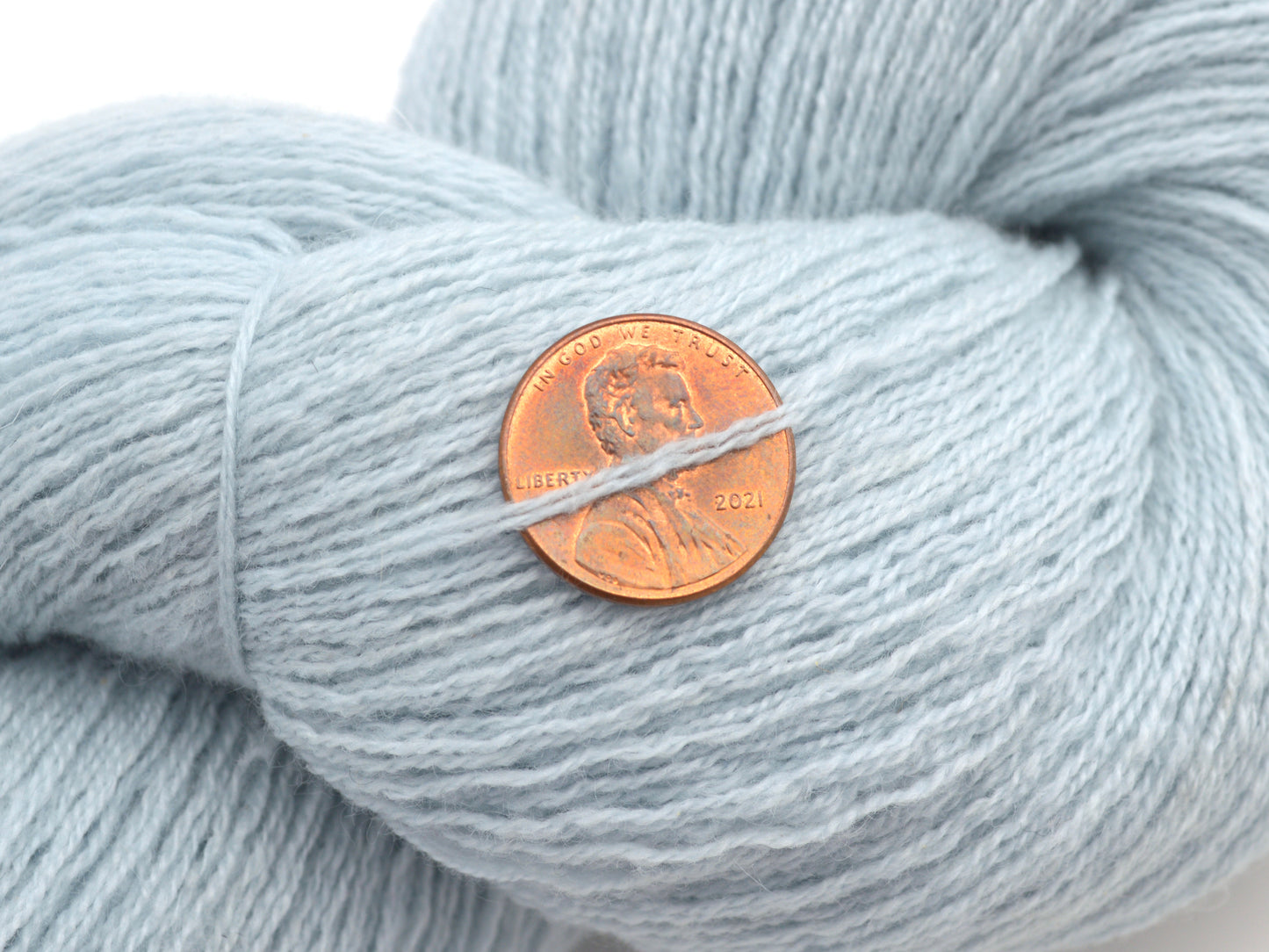 Heavy Lace Weight Recycled Cashmere Yarn in Pale Blue Gray