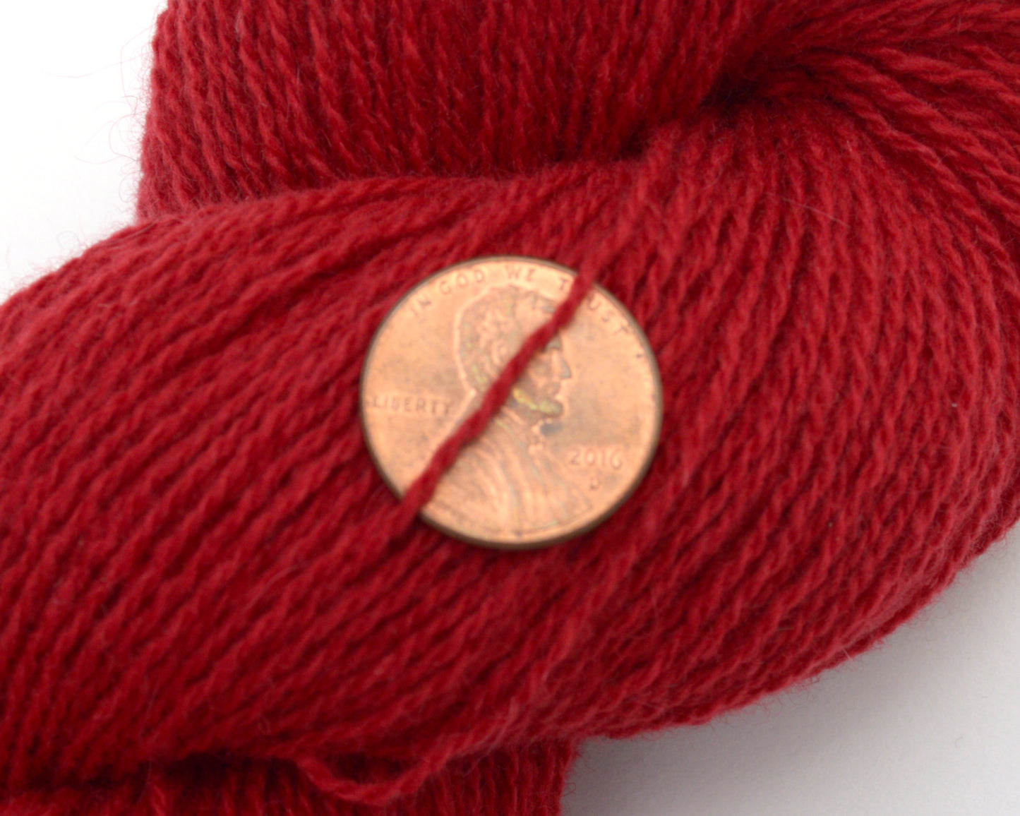 Lace Weight Recycled Cashmere Yarn in Classic Red
