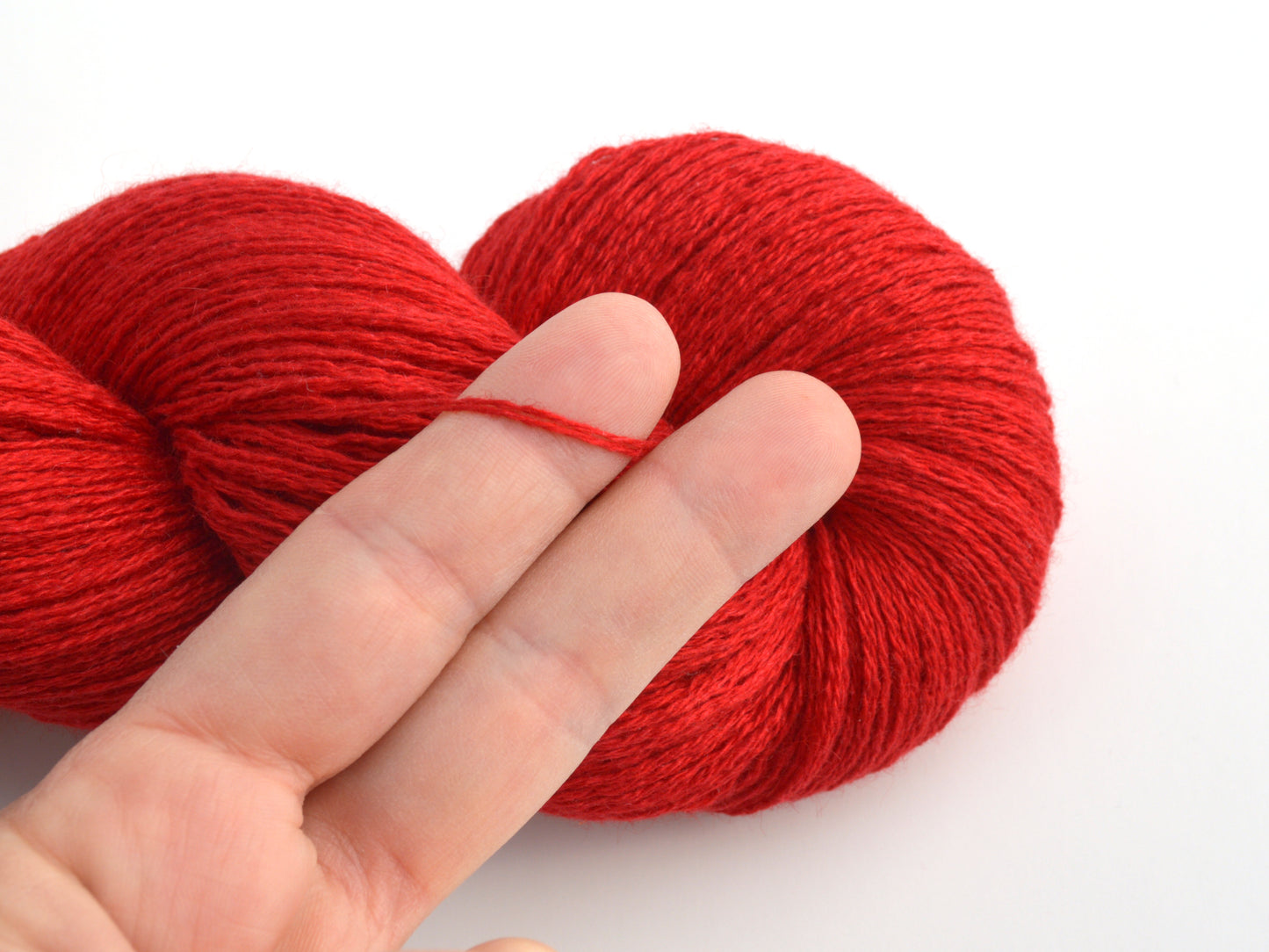 Heavy Lace Weight Recycled Silk Cashmere Yarn in Classic Red
