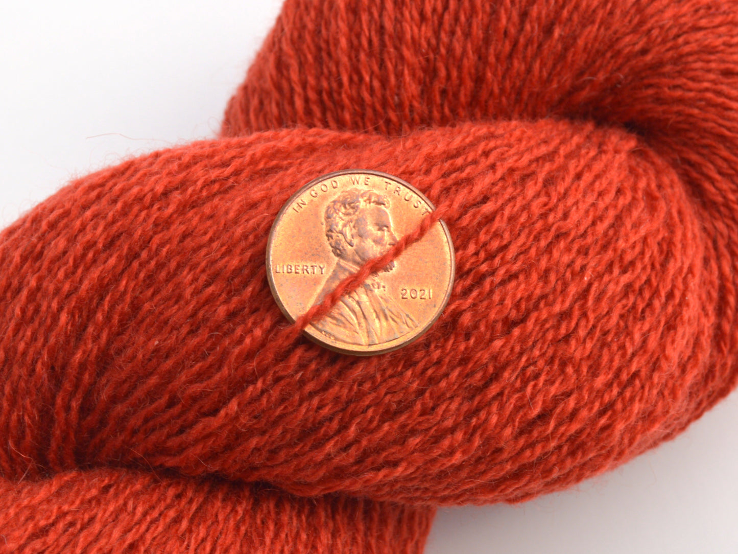 Heavy Lace Weight Recycled Cashmere Yarn in Rusty Red
