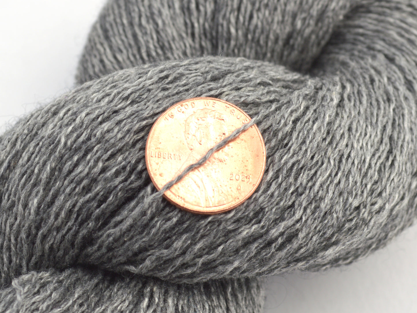 Lace Weight Recycled Silk Cashmere Yarn in Medium Gray