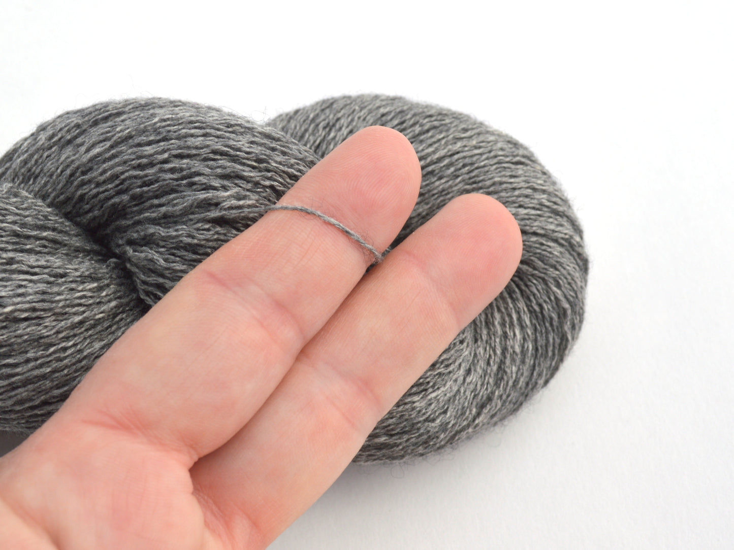 Lace Weight Recycled Silk Cashmere Yarn in Medium Gray