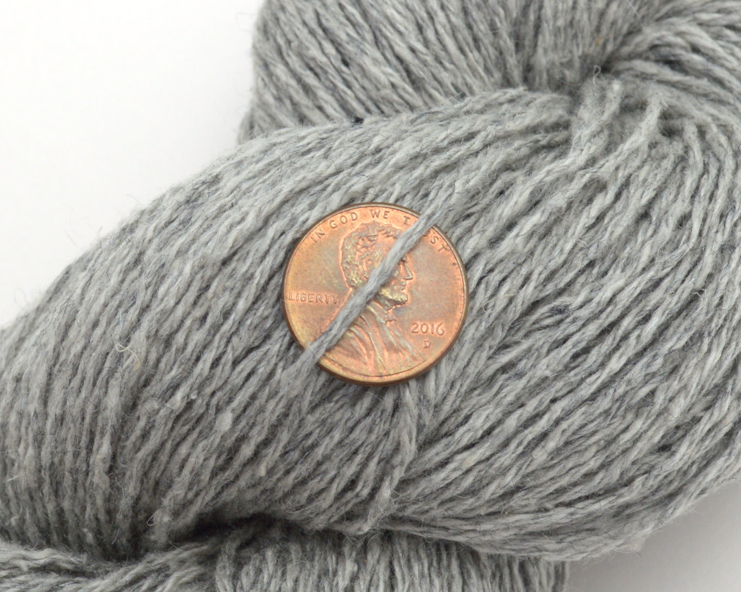 Fingering Weight Recycled Tussah Silk Yarn in Silver Gray
