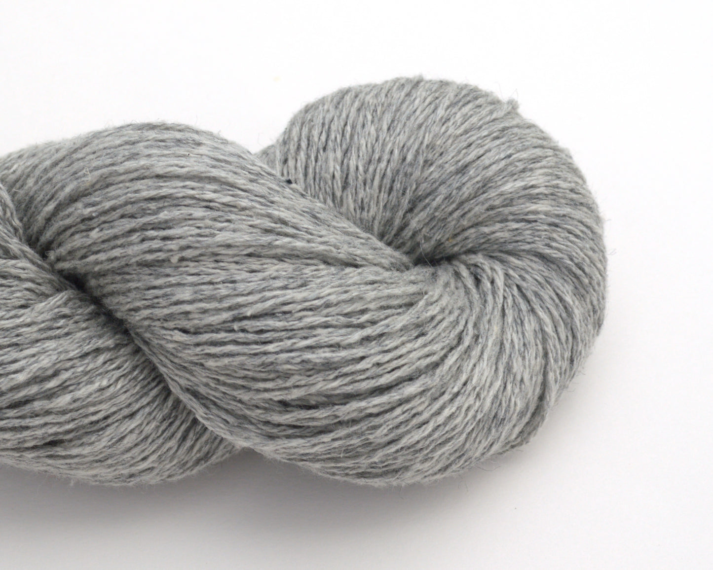 Fingering Weight Recycled Tussah Silk Yarn in Silver Gray
