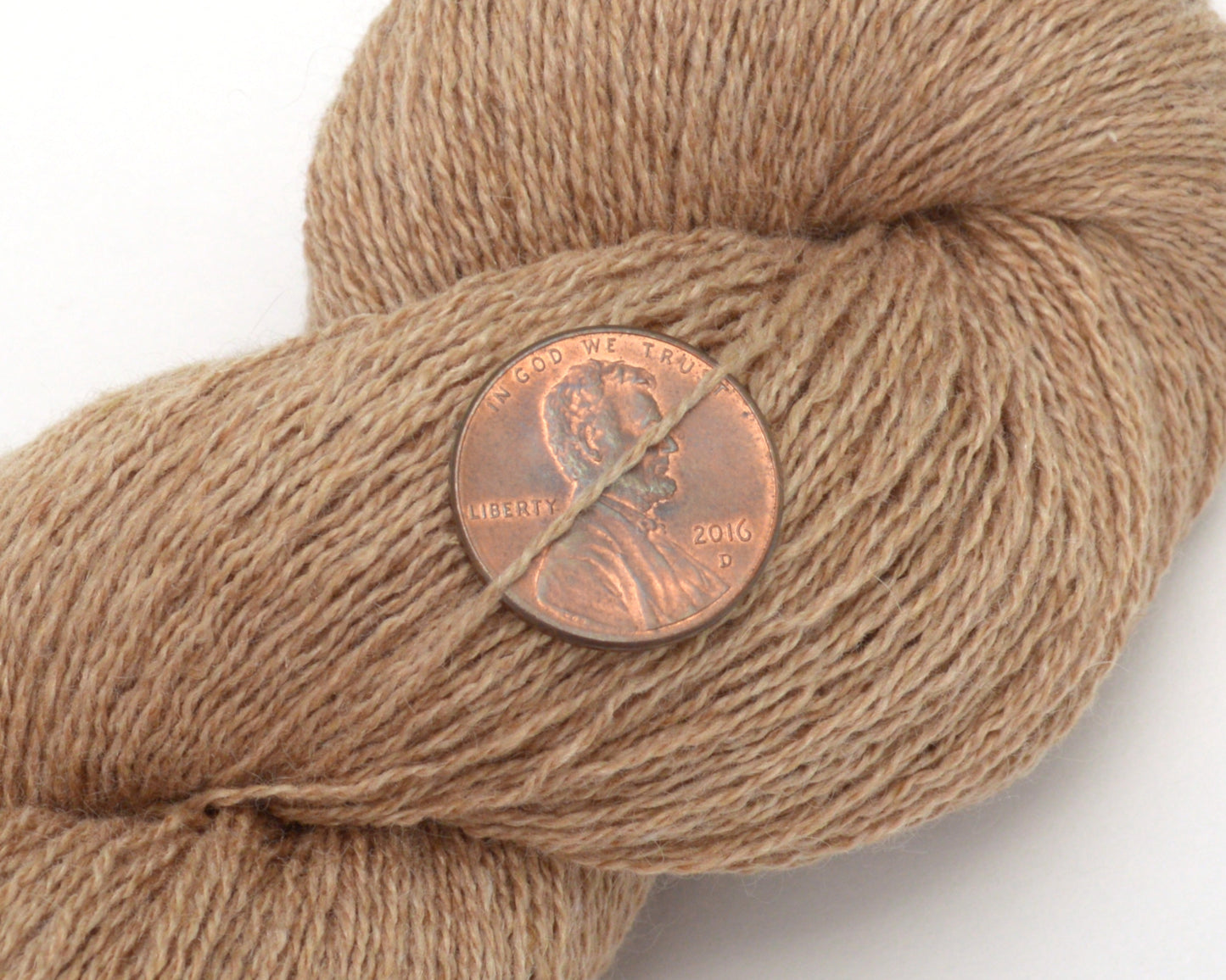 Lace Weight Recycled Silk Cashmere Yarn in Tan