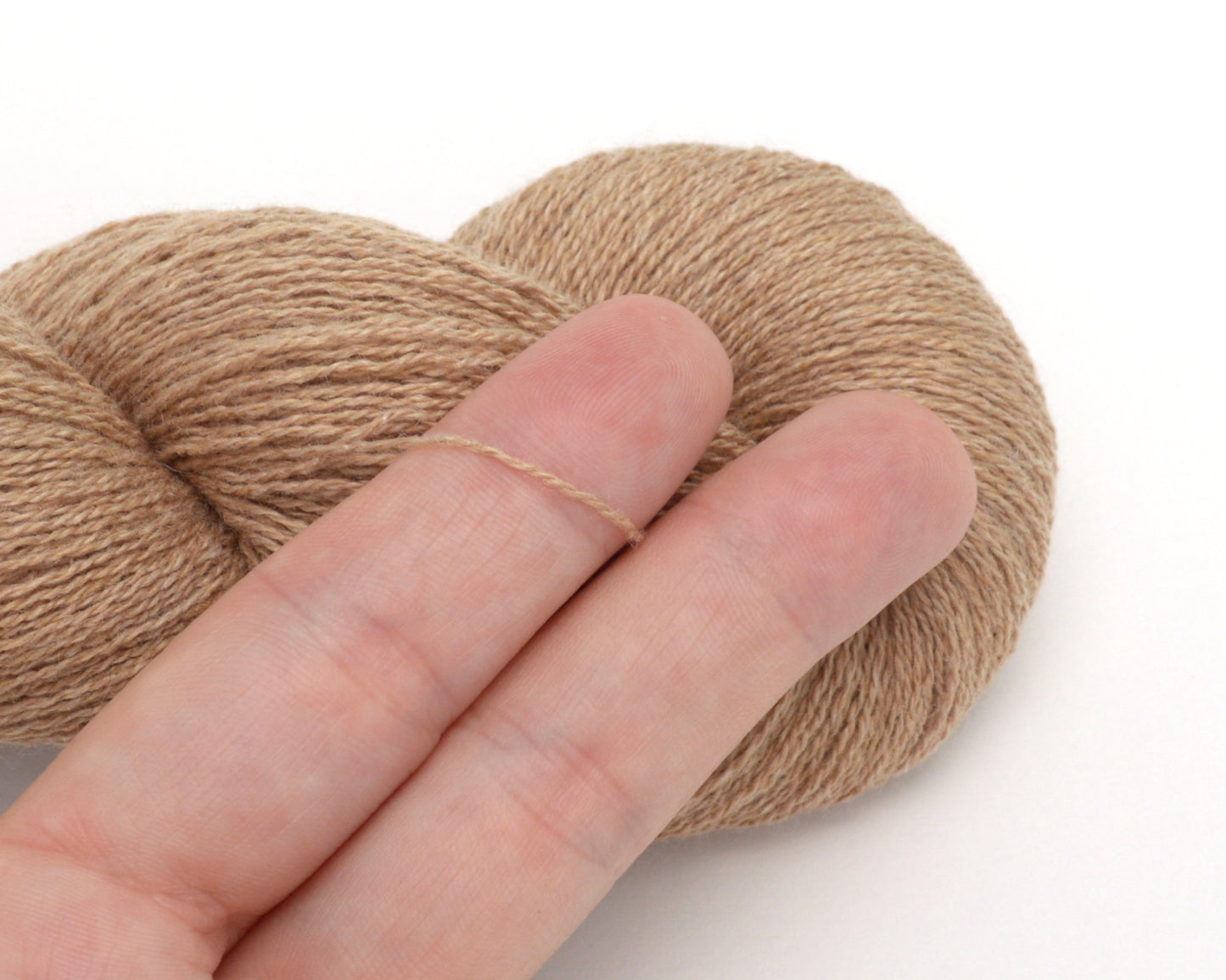 Lace Weight Recycled Silk Cashmere Yarn in Tan