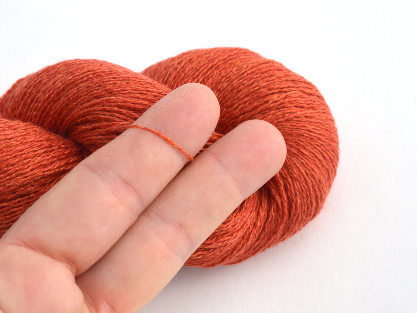 Lace Weight Recycled Silk Cashmere Yarn in Terracotta