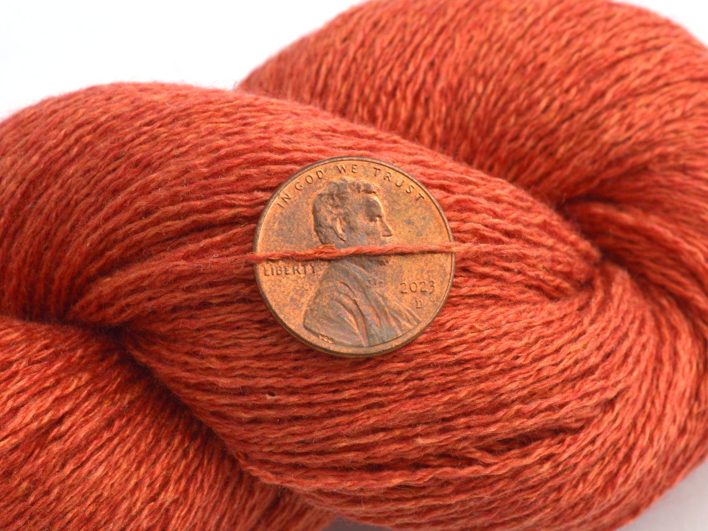 Lace Weight Recycled Silk Cashmere Yarn in Terracotta