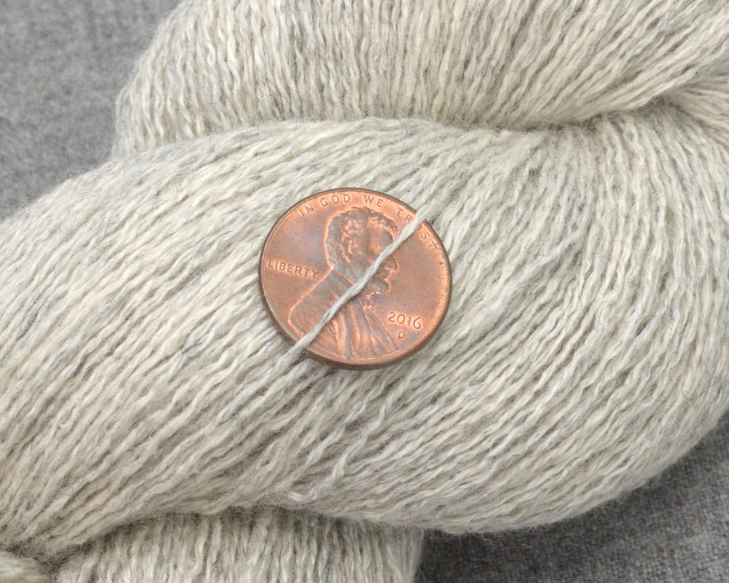 Lace Weight Recycled Silk Cashmere Yarn in Light Gray