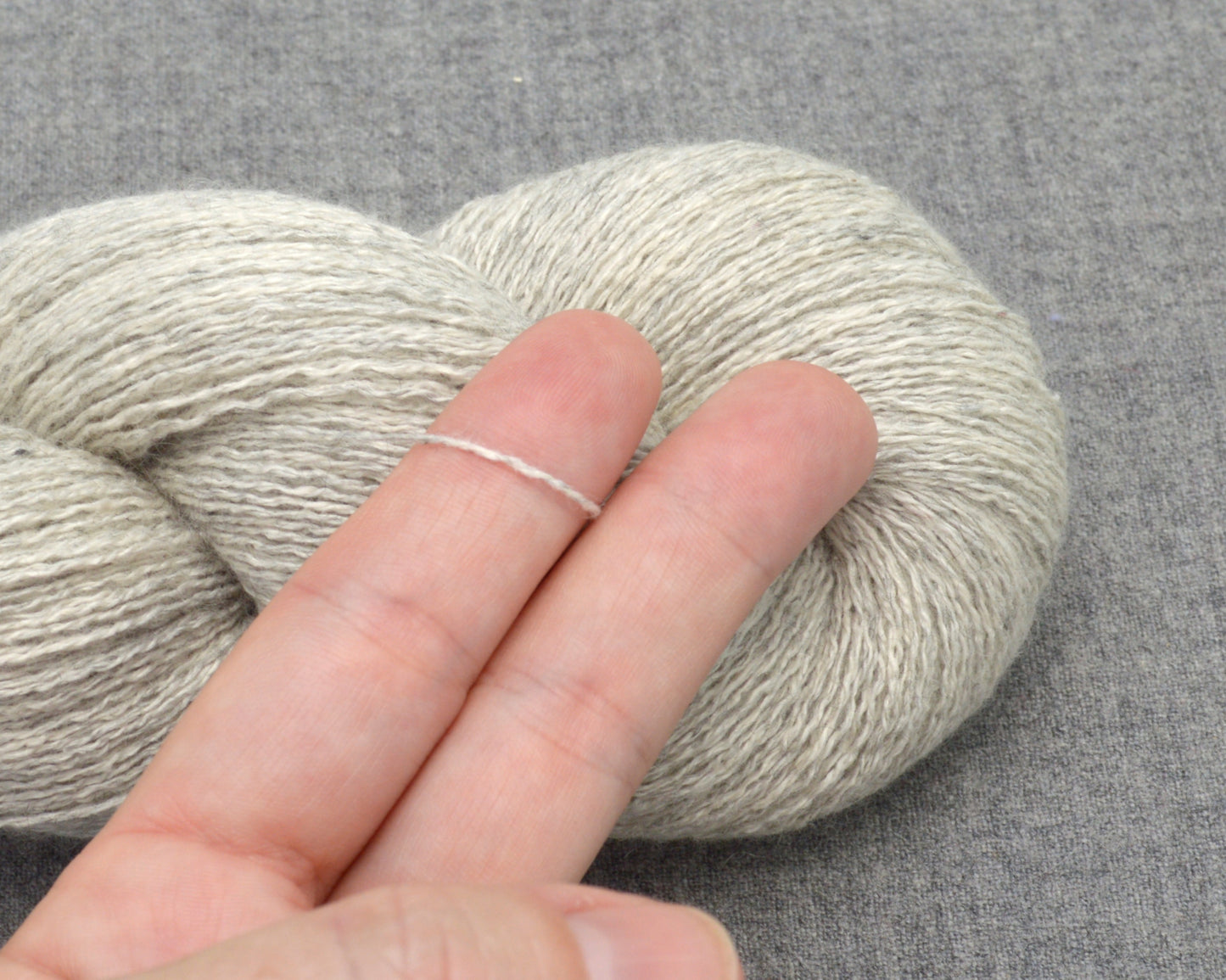 Lace Weight Recycled Silk Cashmere Yarn in Light Gray