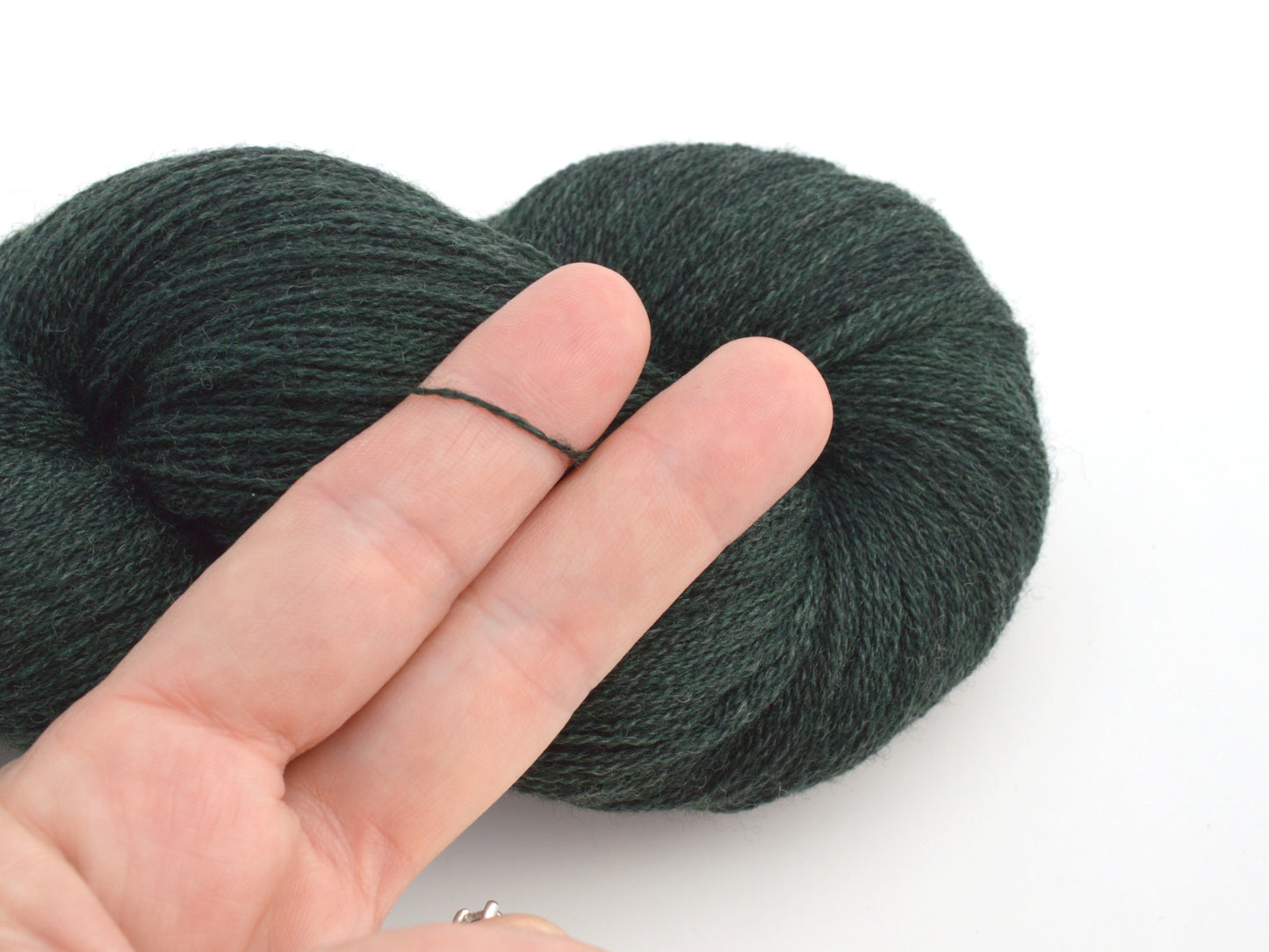 Lace Weight Recycled Merino Wool Yarn in Seaweed Green