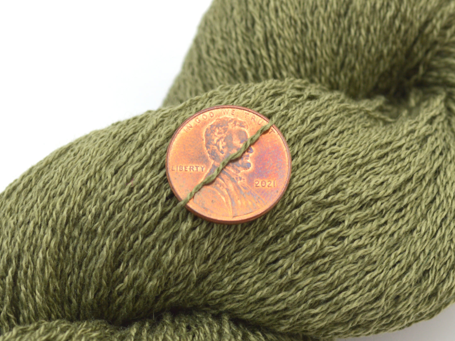 Lace Weight Silk Cashmere Recycled Yarn in Dark Sage Green