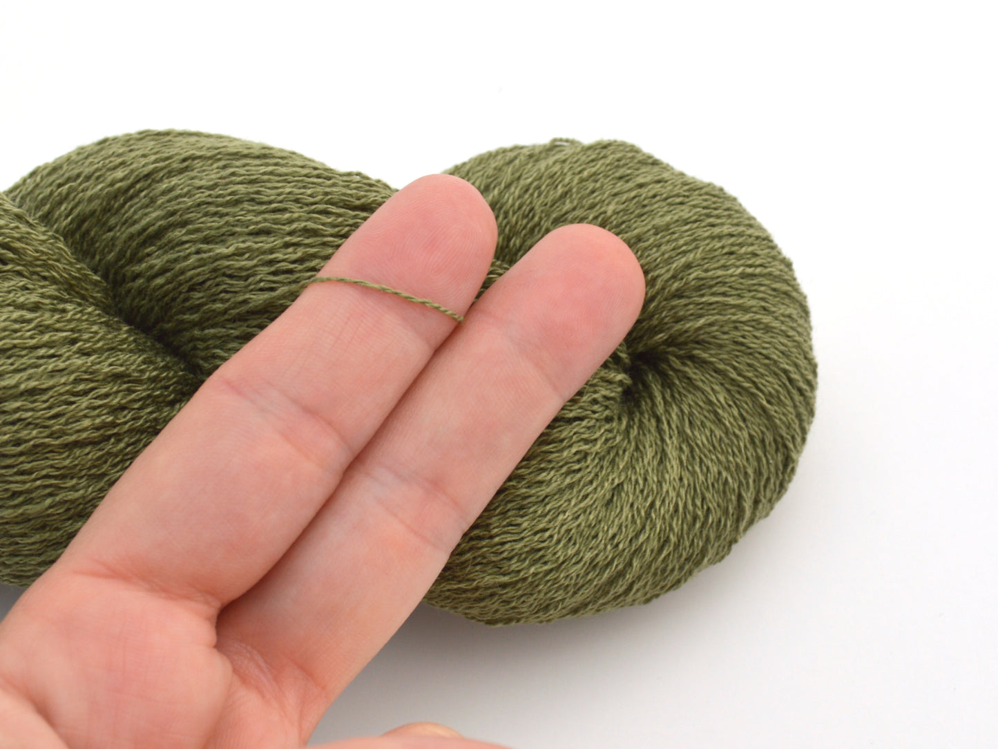 Lace Weight Silk Cashmere Recycled Yarn in Dark Sage Green