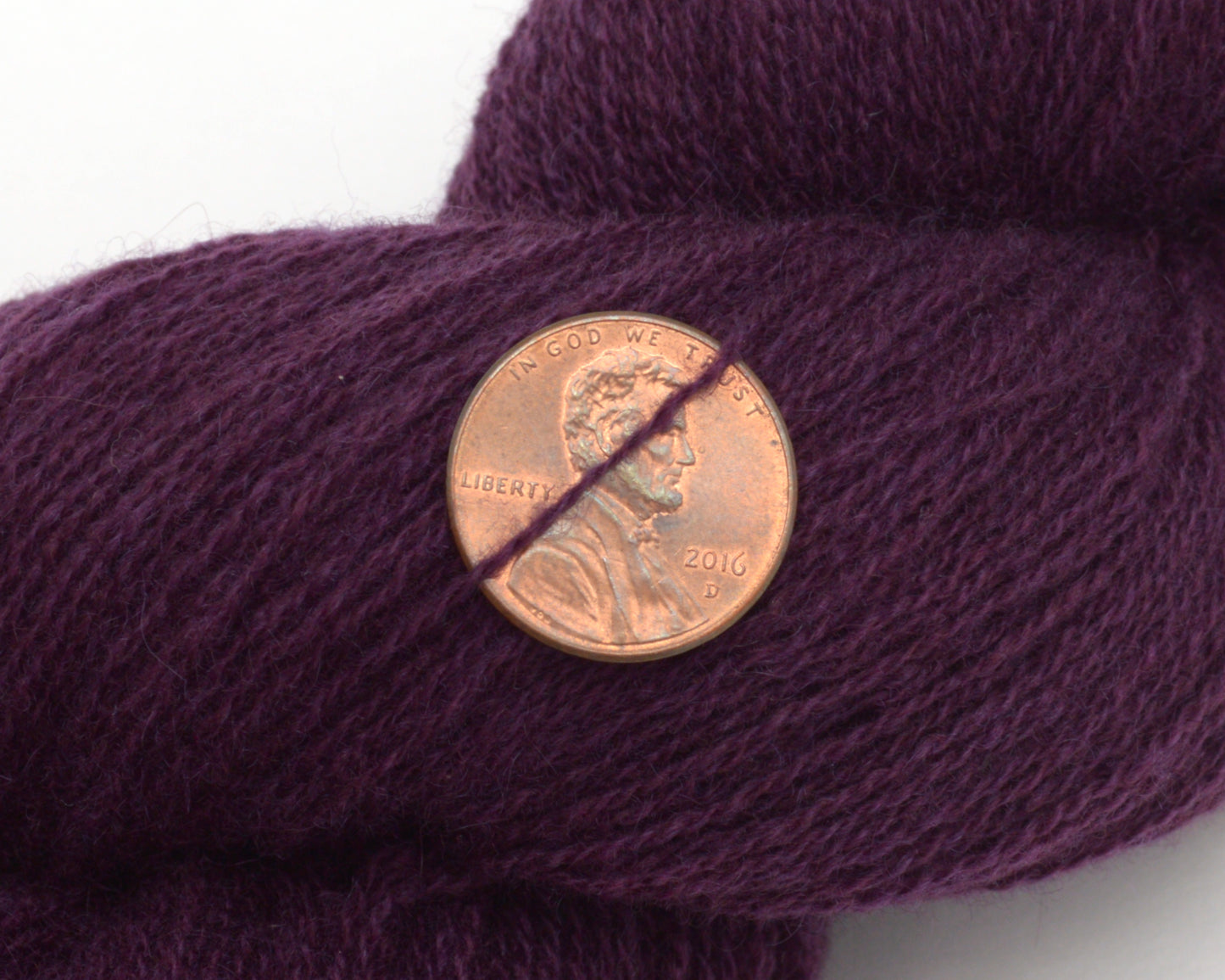 Lace Weight Recycled Cashmere Yarn in Eggplant Purple