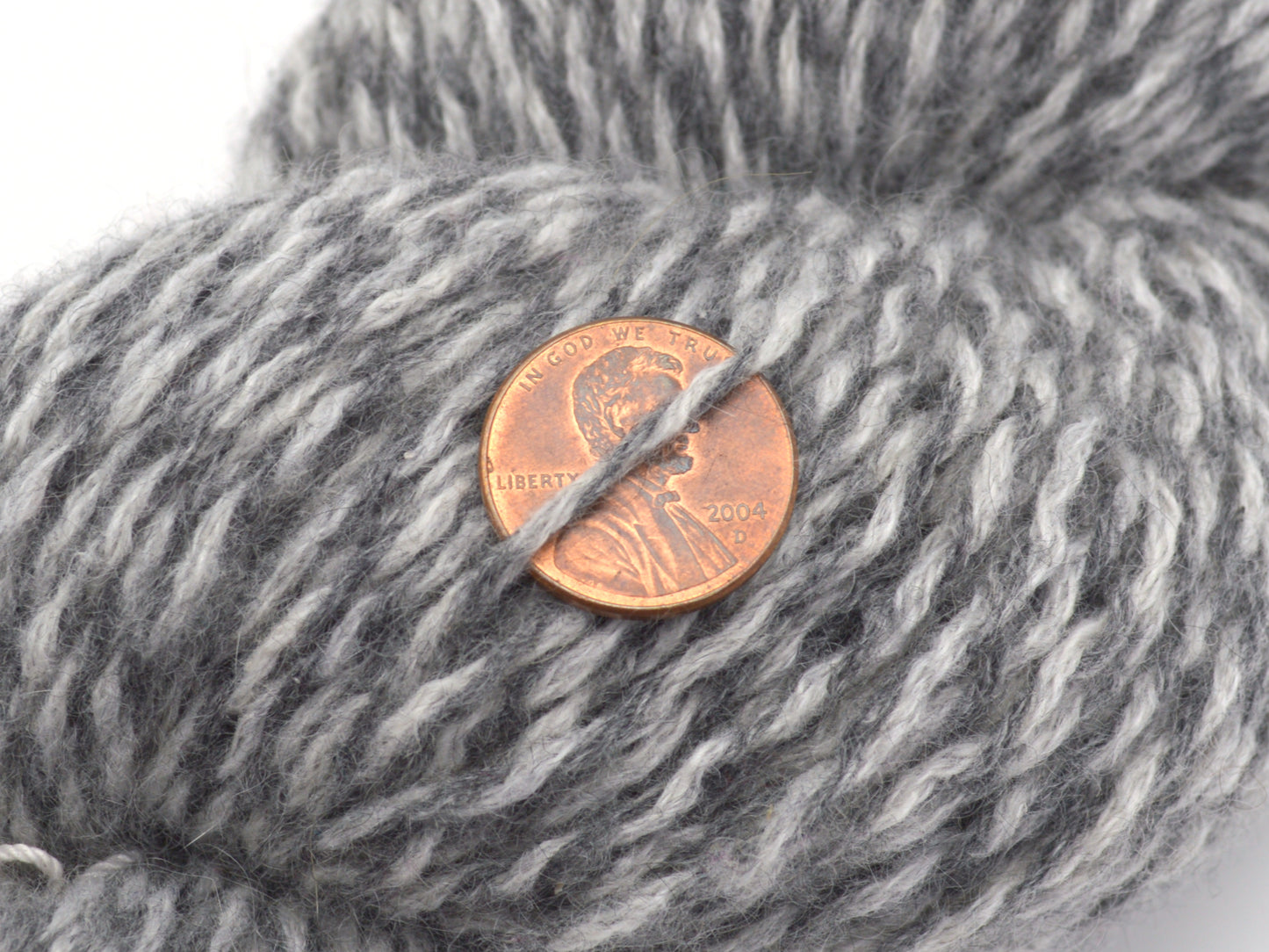 Light Worsted Weight Recycled Cashmere Yarn in Grey and White