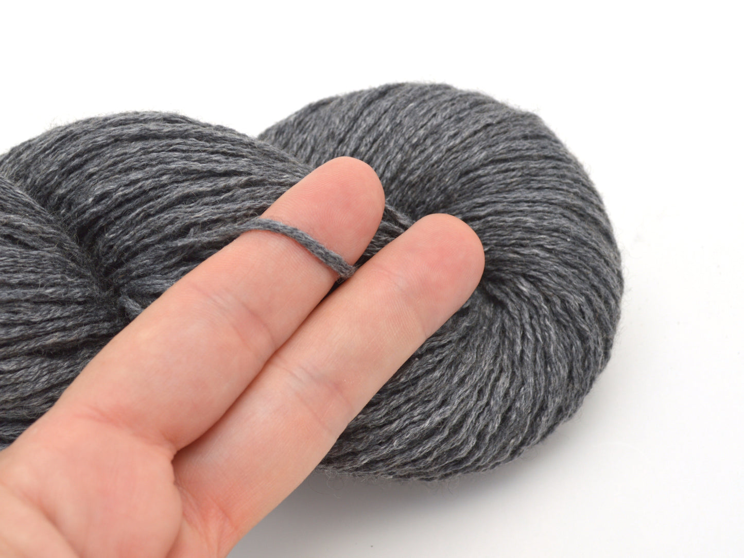 Sport Weight Silk Cashmere Recycled Yarn in Dark Gray