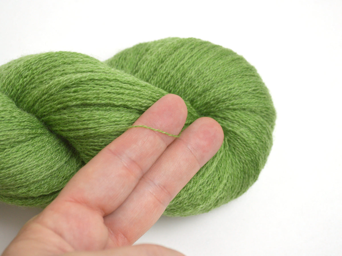 Lace Weight Recycled Merino Wool Yarn in Pistachio Green
