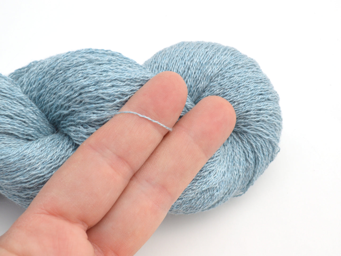 Lace Weight Recycled Silk Cashmere Yarn in Powder Blue