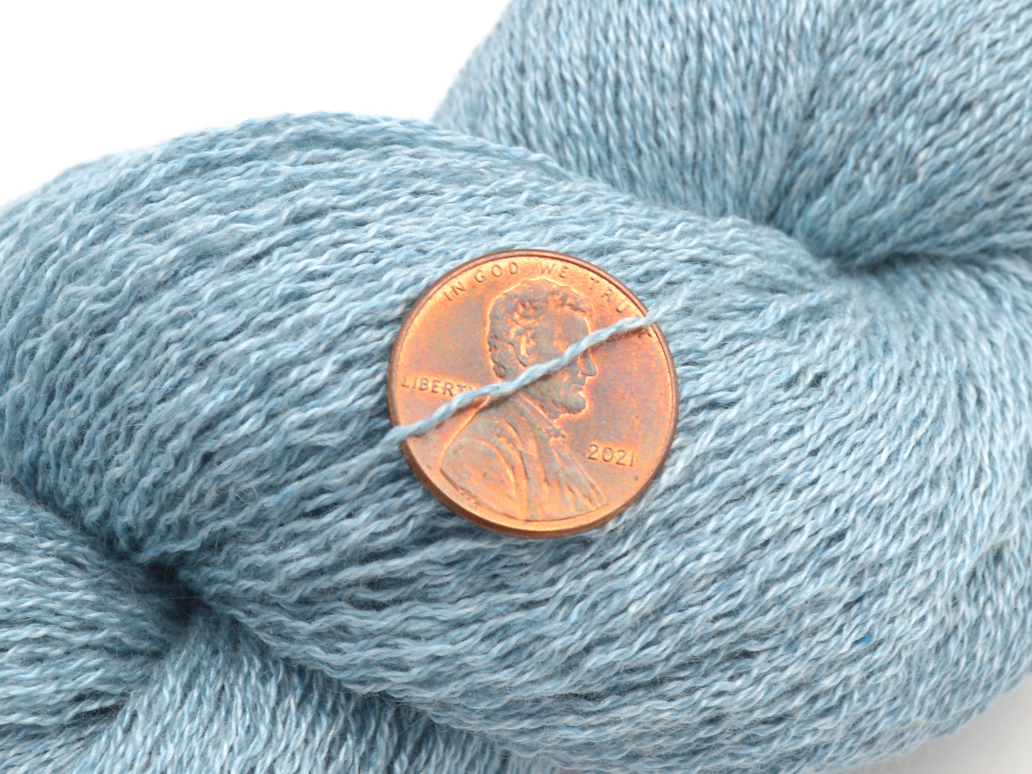 Lace Weight Recycled Silk Cashmere Yarn in Powder Blue