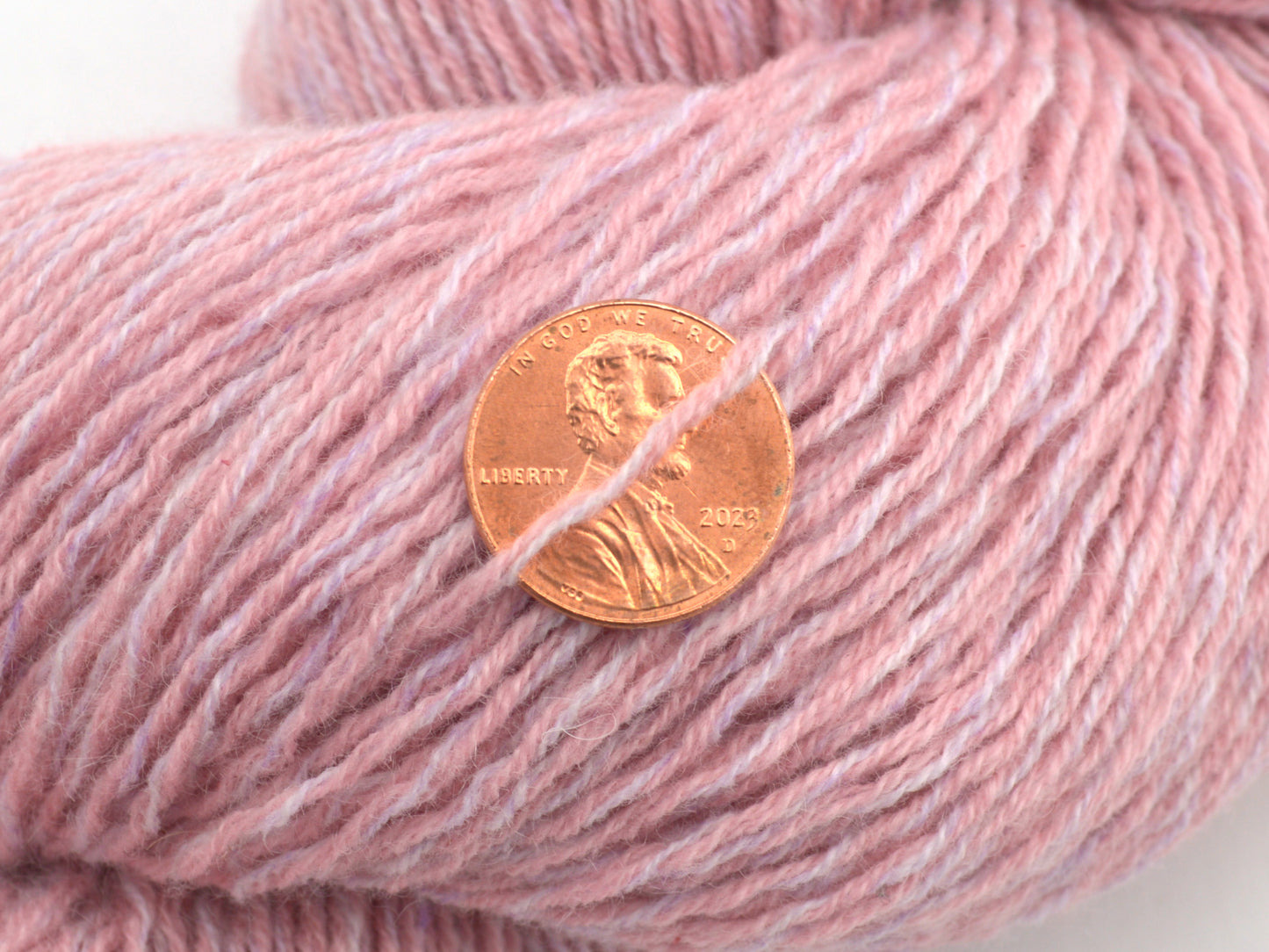 Fingering Weight Recycled Cashmere Yarn in Muted Pink