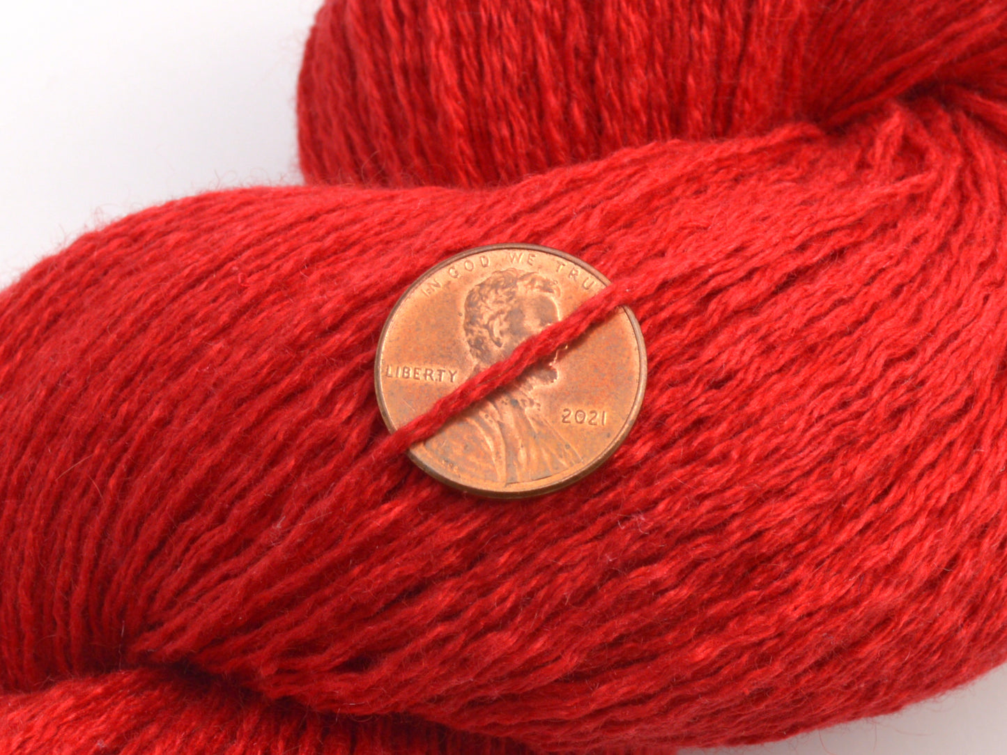 Heavy Lace Weight Recycled Silk Cashmere Yarn in Classic Red