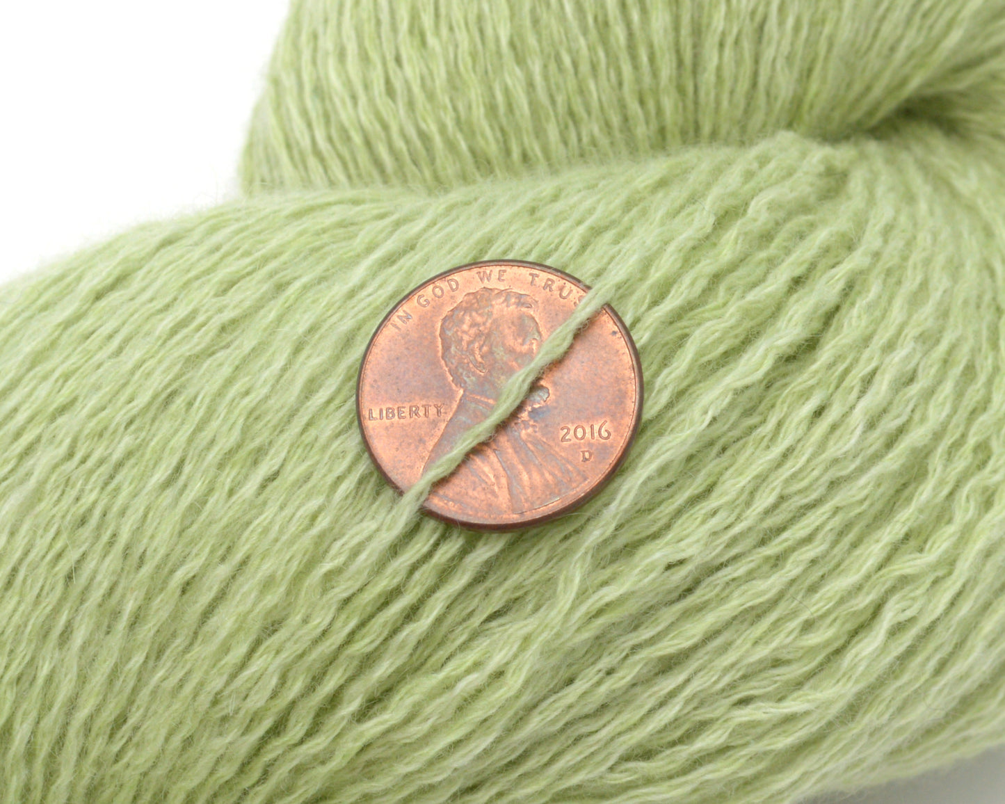 Heavy Lace Weight Recycled Cashmere Yarn in Key Lime Green