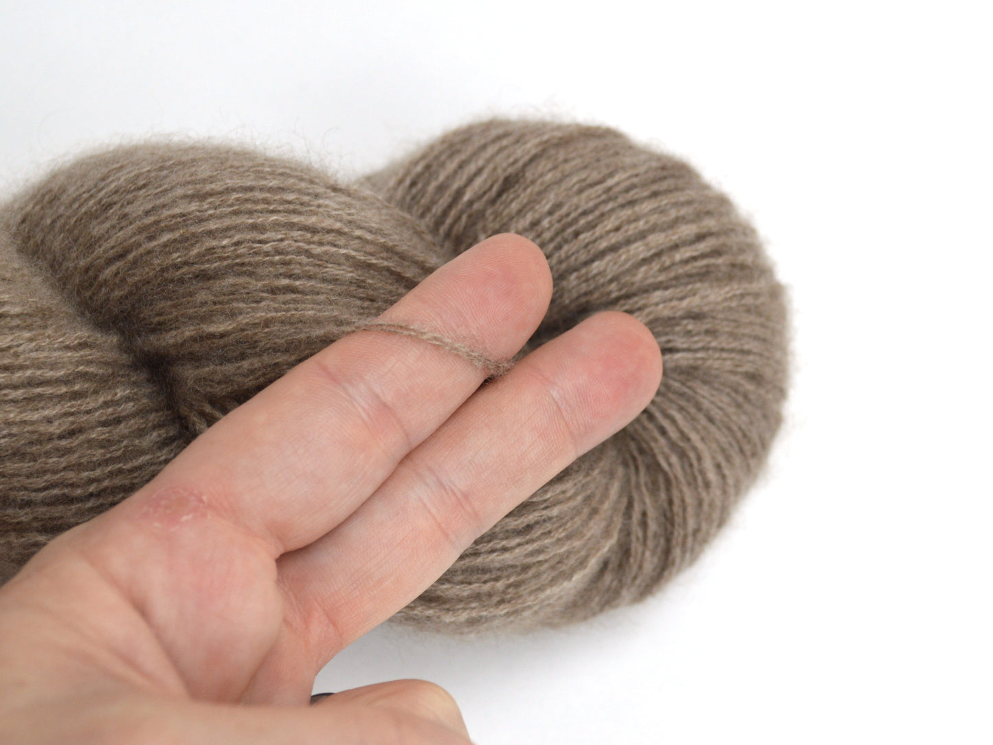 Fingering Weight Recycled Cashmere Yarn in Taupe